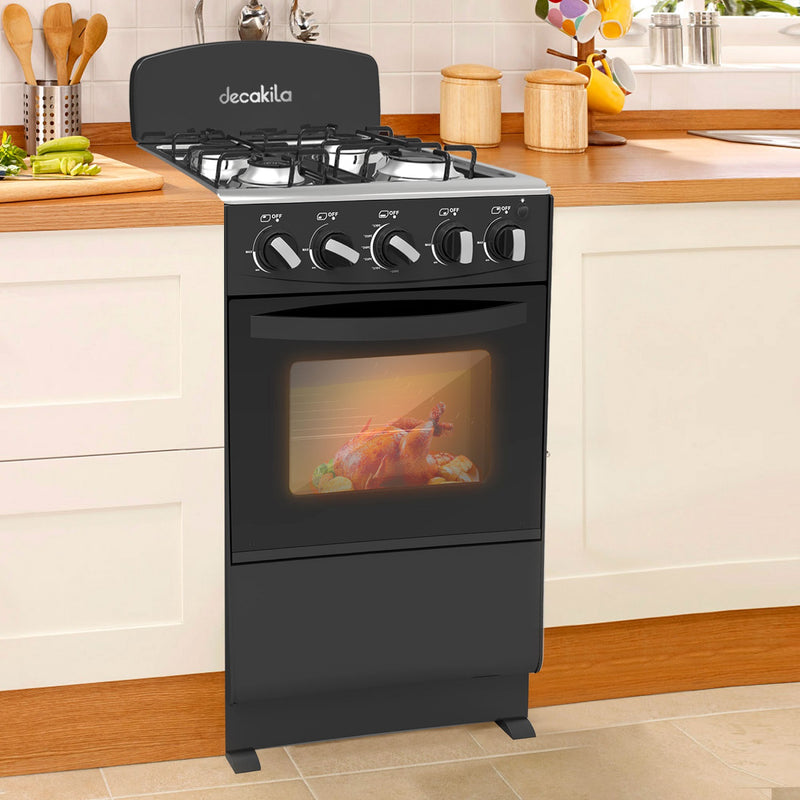 Estufa 20" a gas con horno 50L  con 4 quemadores para cocina