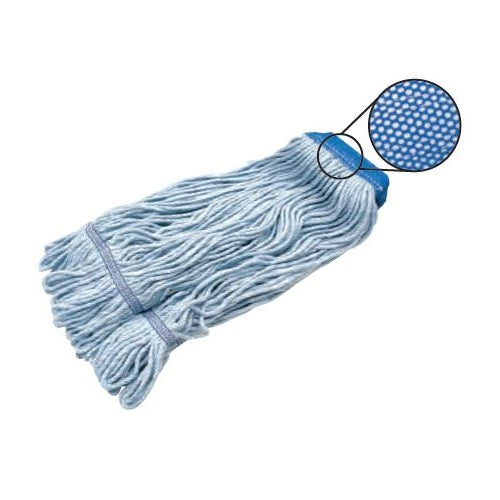 Mopa de repuesto de mezcla de algodón de 4 capas para trapeador. Color azul