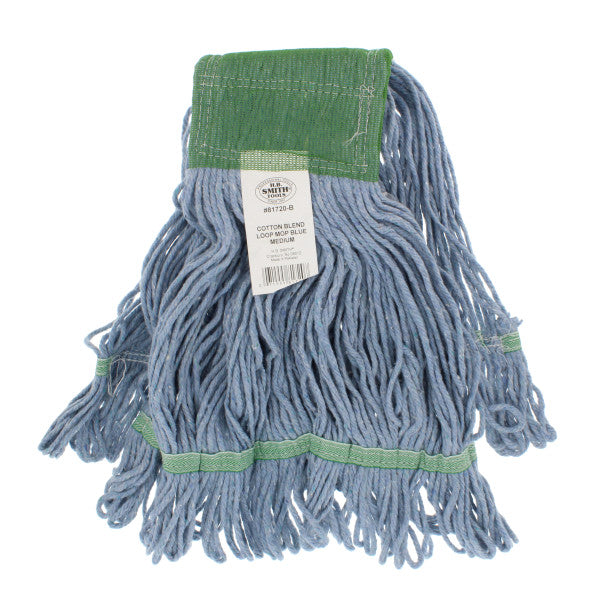 Mopa de repuesto de mezcla de algodón de 4 capas para trapeador. Color azul