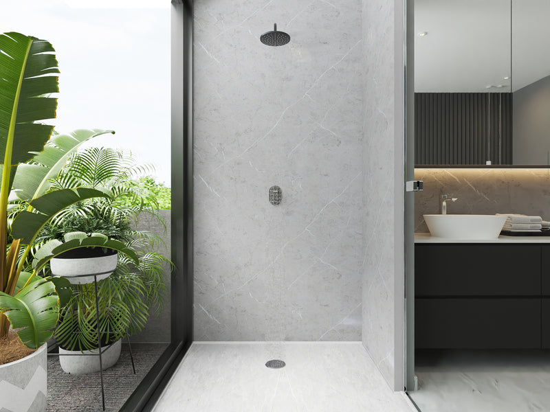 Panel Decorativo Mármol PVC  1.22 m x 2.80 m x 4 mm. Acabado: Glossy Caliza