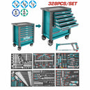Caja de herramientas variada en caja de herramientas 7 niveles y una base. Incluye 328 piezas. Juego kit carrito ruedas trolley