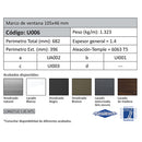 Marco Fijo Ventana 105 mm. Espesor 1.4 mm. Largo 5.85 mts. Acabado Lacado Gris Oscuro Texturizado. (