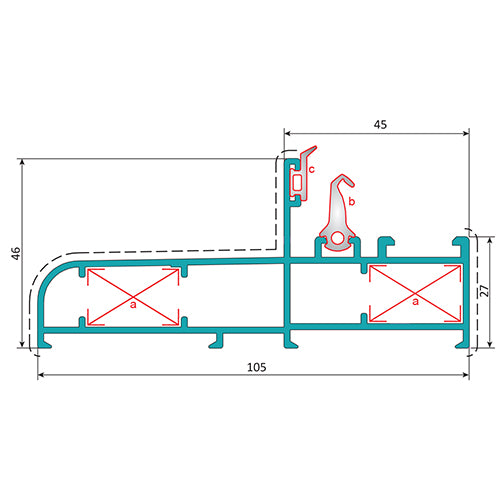 Marco Fijo Ventana 105 mm. Espesor 1.4 mm. Largo 5.85 mts. Acabado Lacado Gris Oscuro Texturizado. (
