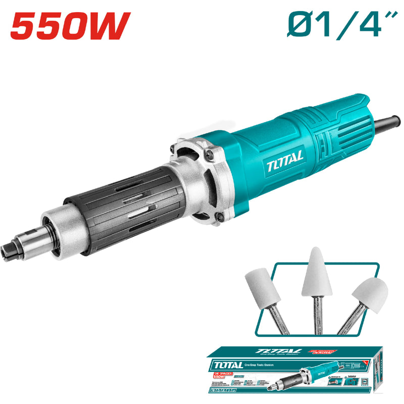 Mototool Esmeril Recto, boquilla: 1/4" 550W 110-120V~50/60Hz. Incluye 3 puntas y escobillas.