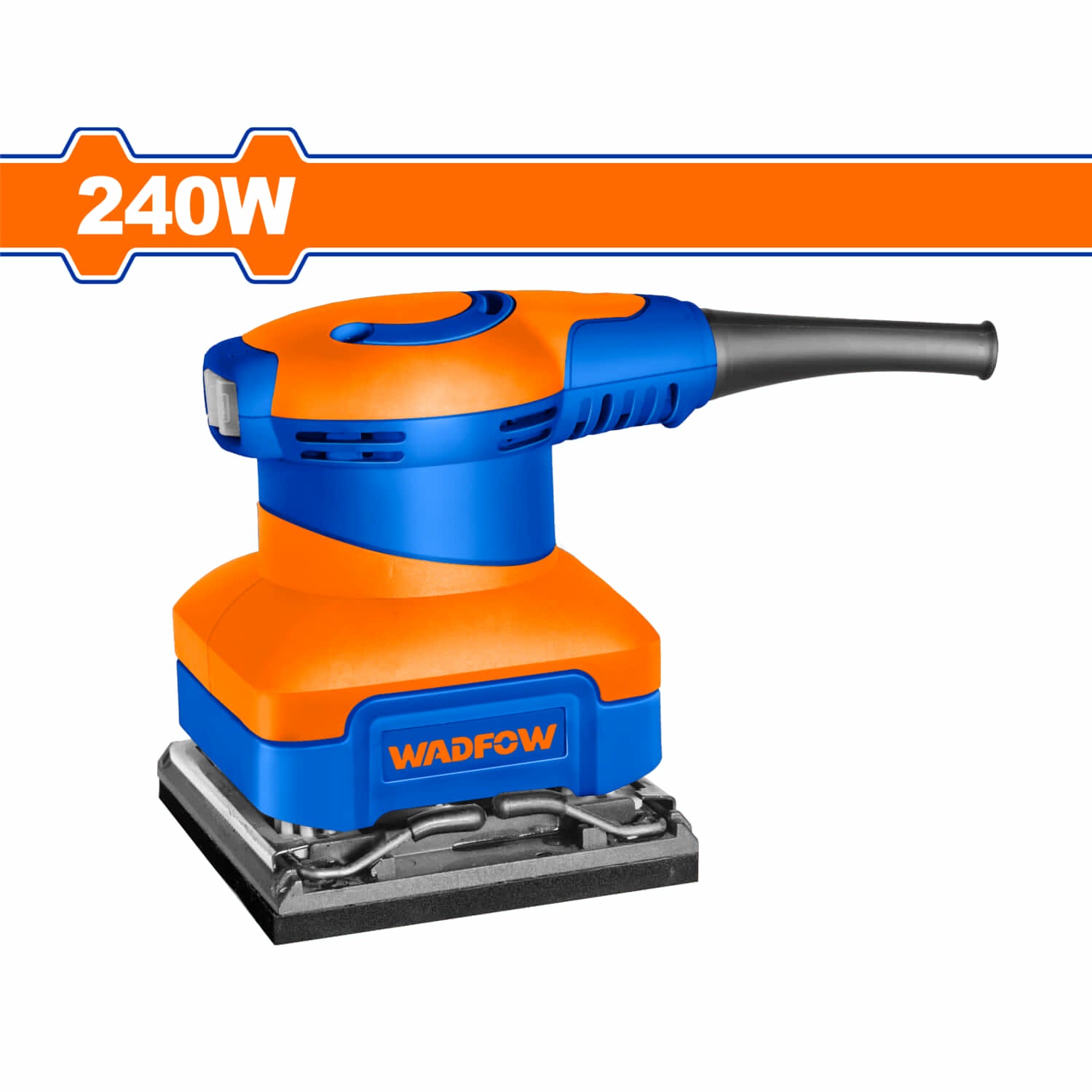 Lijadora de mano eléctrica 240W. 110-120V. Base: 4-3/8"x4". Incluye 1 hoja de papel para lijar.