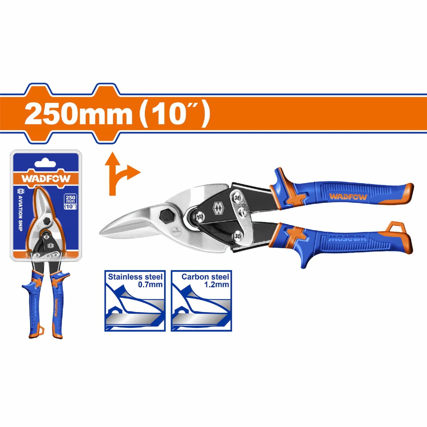 Tijera de aviación 10" Corte Derecho Espesor Máx. De Corte. Acero Al Carbono ≤1,2 mm Cortachapa
