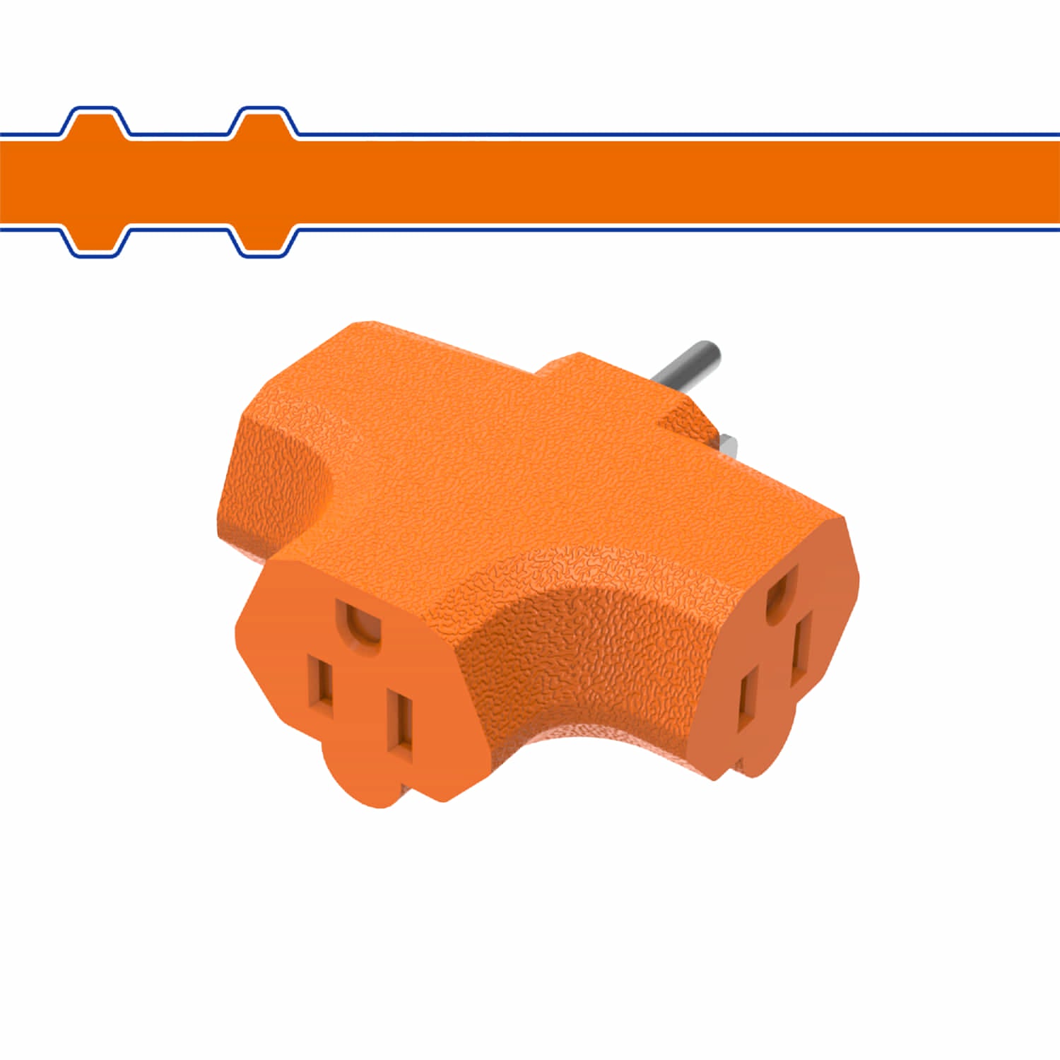 Adaptador tomacorriente reforzado con 3 salidas conexión a tierra 15A. 110V 60HZ 1875W. UL.