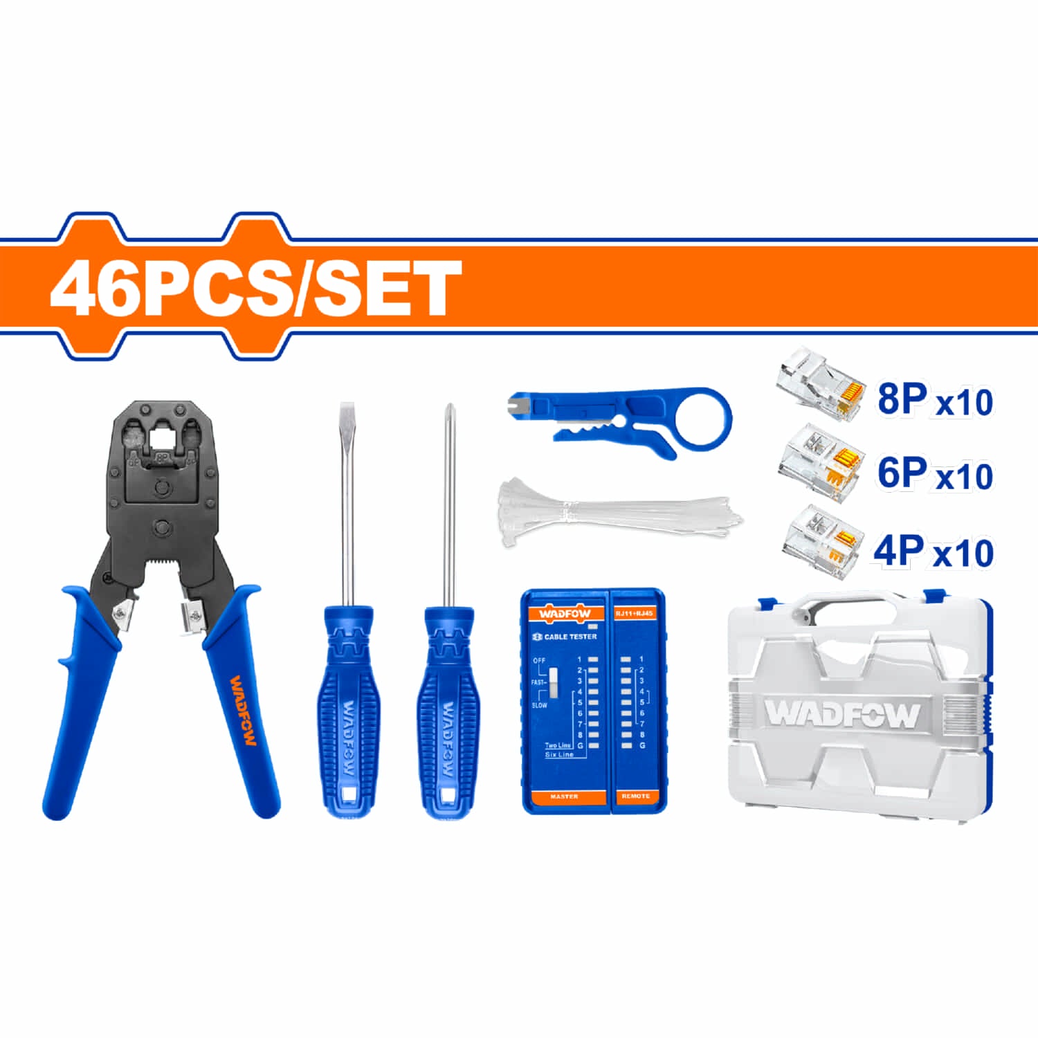 Crimpadora de Enfuche Modular con pelacable,destornilladores,conectores de paso (Juego)