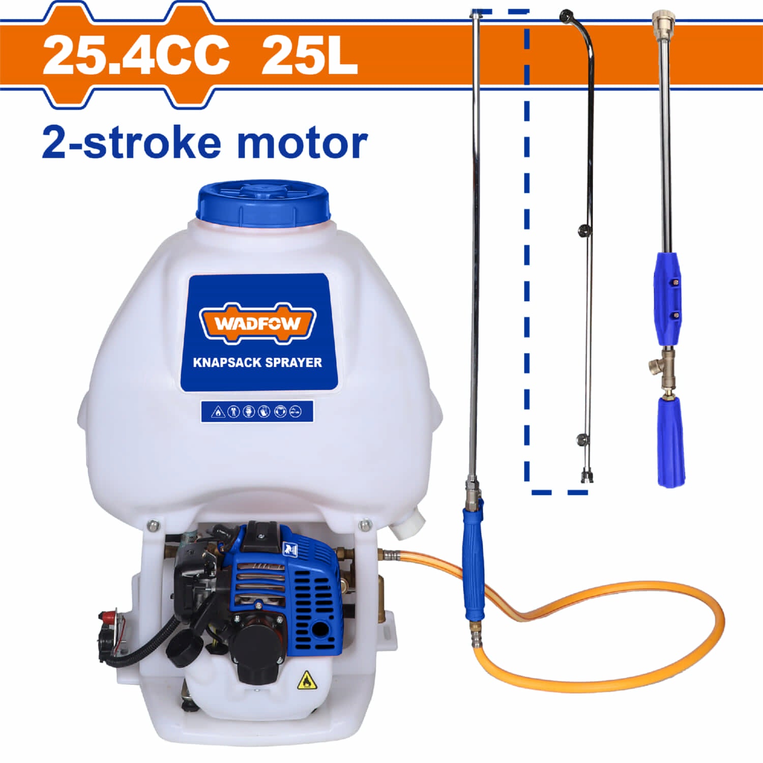 Fumigadora de espalda motorizada. 2 Tiempos de 25.4cc (0.75KW). Capacidad de 25L Rociador Portátil.