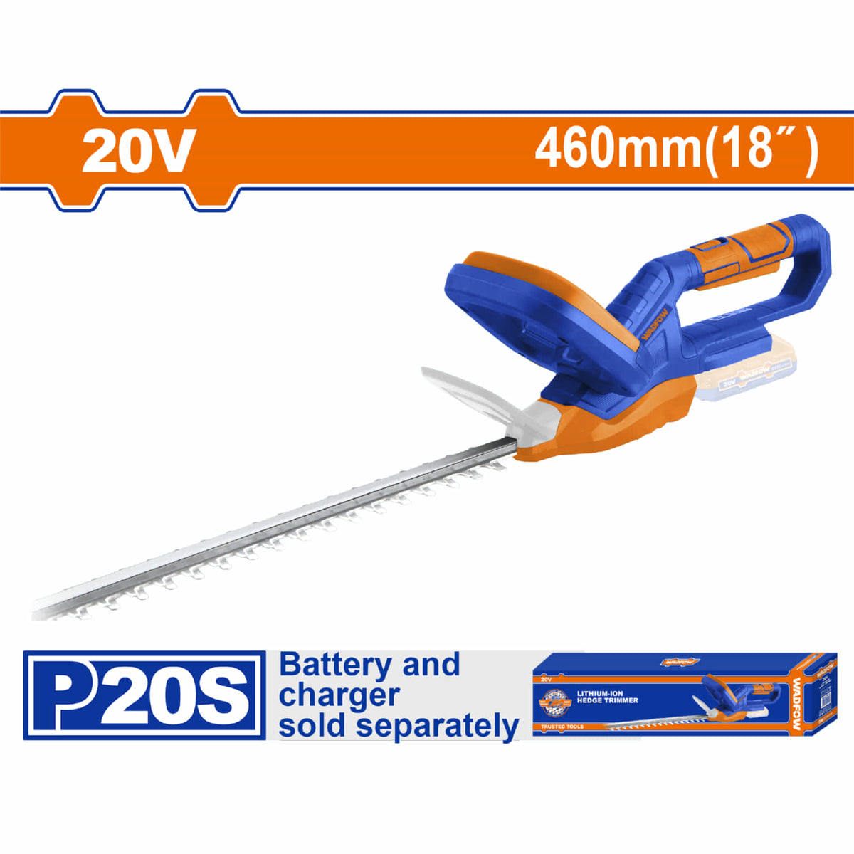Cortasetos Podadora Inalámbrica 20V. Diámetro de corte:15mm. No trae batería ni cargador. Corta arbustos