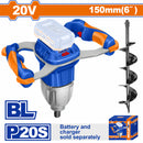Ahoyadora Pilotera Inalámbrica 20V. Motor sin escobillas. Diámetro: 150mm Batería y cargador por separado.