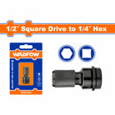 Adaptador para dado de impacto. 1/2" cuadrado a 1/4" Hexagonal.