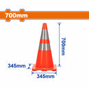 Cono de Tránsito con bandas reflectivas 700mm.
