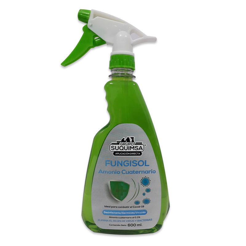 Fungisol. Poderoso desinfectante a base de amonio cuaternario 0.3% 600ml. Botella Espray 5ta. G.