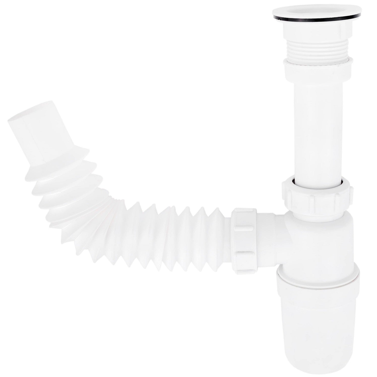 Trampa plástica flexible para fregadores con conector desague