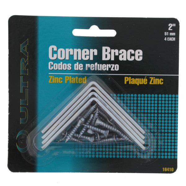 Set de Escuadras de esquina de 90 grados galvanizadas de 2" x 5/8"