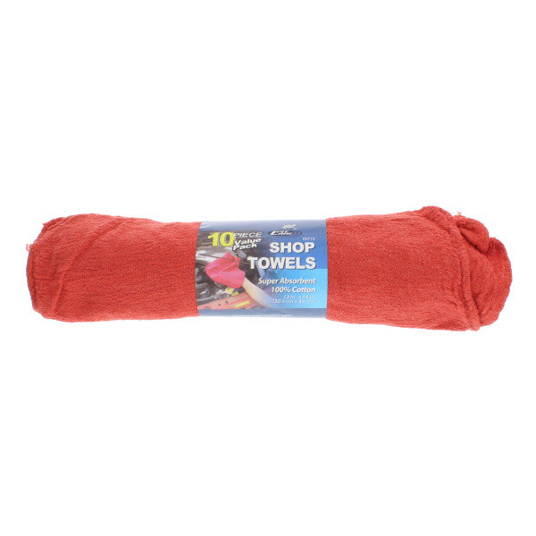 Paquete de 10 toallas o trapos de taller de 12" x 14". 100% algodón rojo