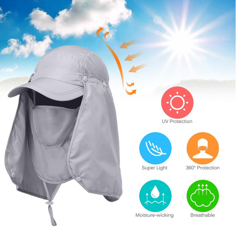 Gorra integral de protección UV gris claro