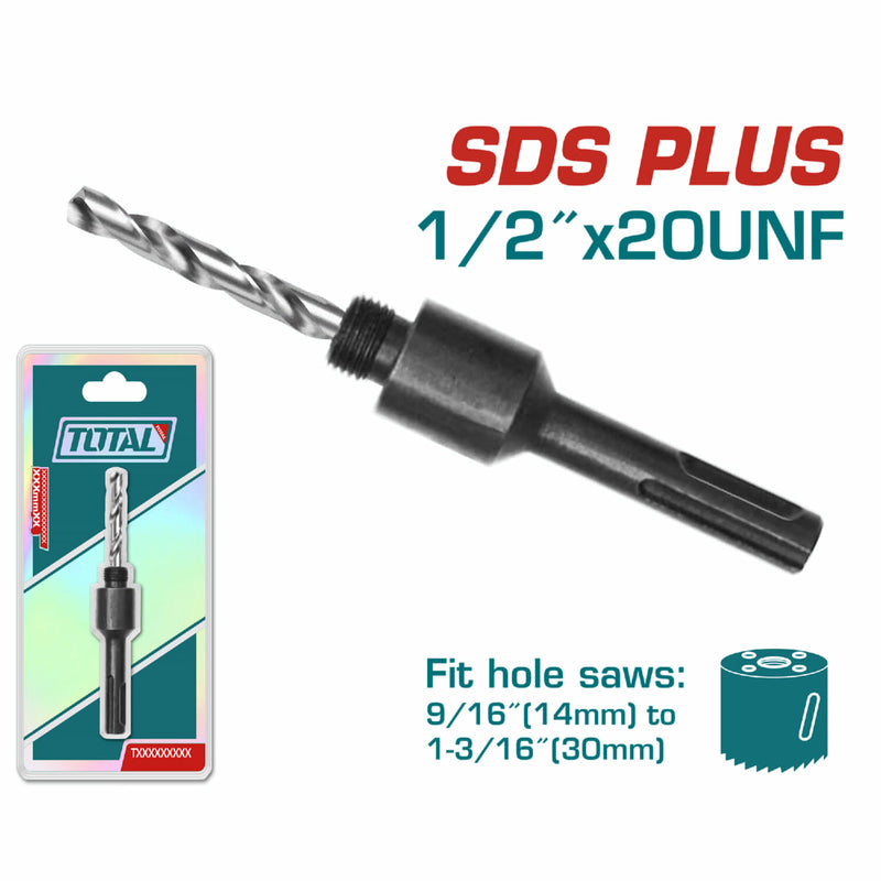 Adaptador para Broca Copa circular SDS Plus. 1/2 "-20UNF. 9/16 "(14 mm) a 1-3/16 "(30 mm)