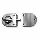 Cerradura sin llaves (pasador) p/puertas Dobles No requiere perforacion en vidrio 8 a 12 mm Satinada