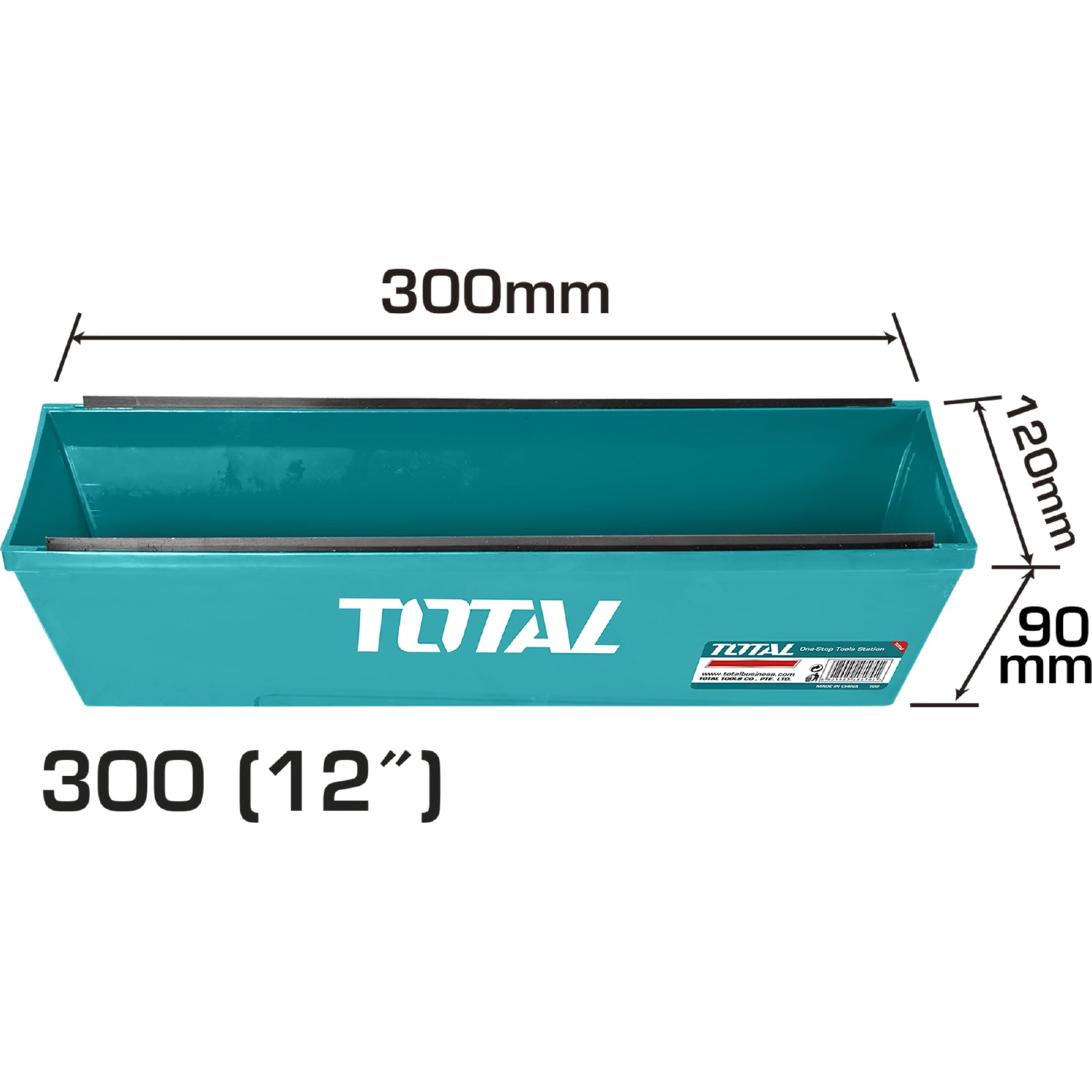 Cubeta de Plastico rectangular para drywall de 305 x 120 x 90 mm. Con limpiadores laterales de acero
