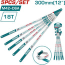 (5 Pza) Set De Hojas De Segueta Para Metal De 300Mm (12"). Material: M42+D6A. Dientes: 18T.