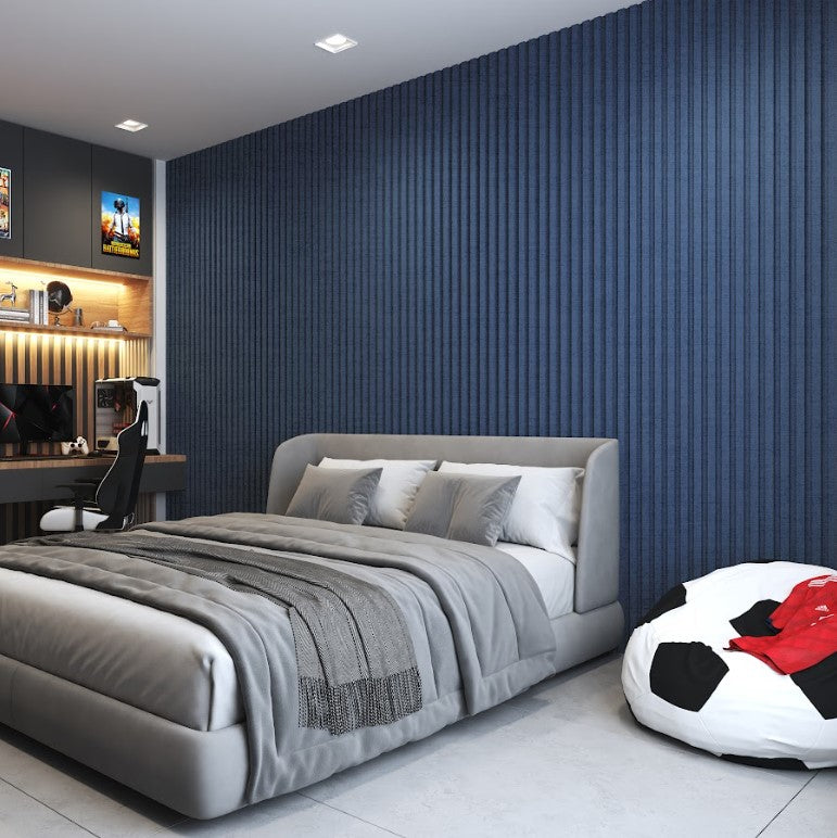 Lámina Acanalada Decorativa WPC Azul Gris 24X160x2900 mm