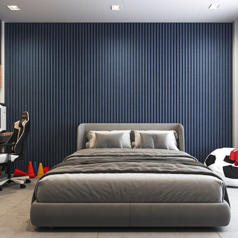 Lámina Acanalada Decorativa WPC Azul Gris 24X160x2900 mm