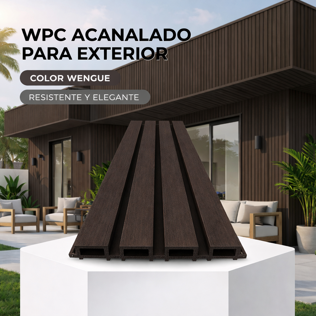 Lámina acanalada decorativa WPC Exteriores Wengue 26x219x2900 mm