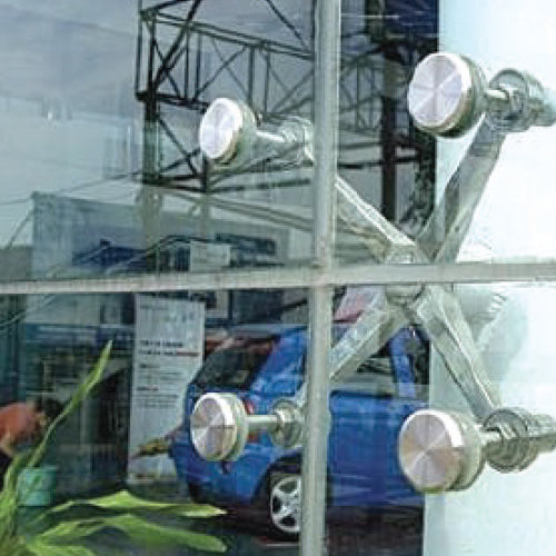 Perno de araña grande Diam. 57 mm. Perforacion en vidrio de 37 mm. BRILLANTE 304