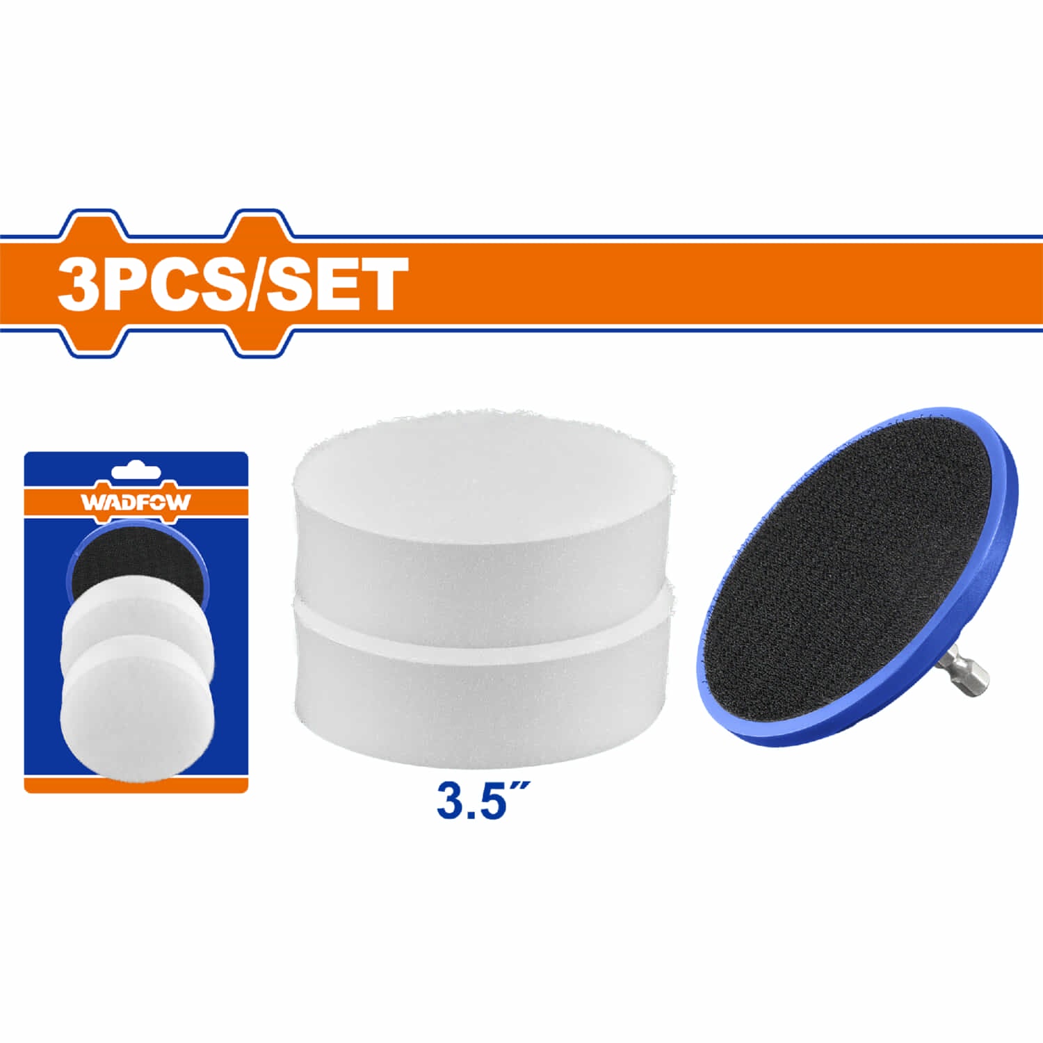 Esponjas suaves 3.5" 2 pzas. Ideal: Vidrio, granito y ligero. Incluye vástago 1/4" hexagonal.