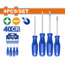 Destornilladores Punta plana y Punta estrella. Mango redondo. 40CR. Magnético (Juego de 4 pzs)