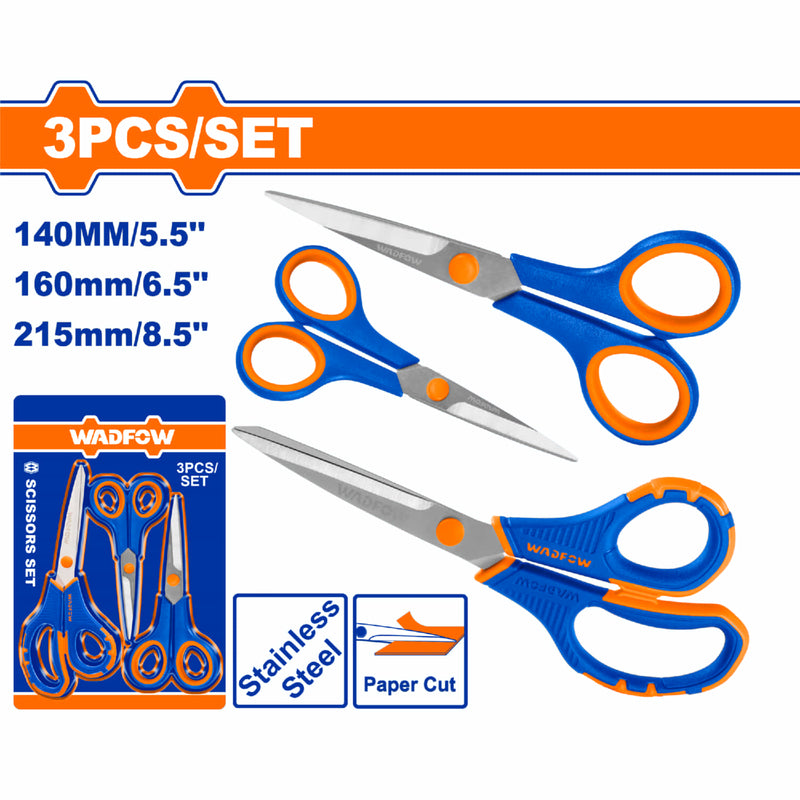 Tijeras de Acero Inoxidable 3 Piezas (8.5'', 6.5'', 5.5'') Se vende en juego. Punta Afilada.