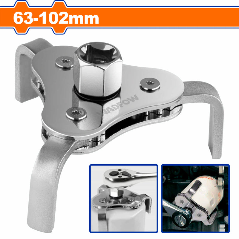 Llave de Filtro aceite Bidireccional de 3 patas. Diámetro de Desmontaje: 63-102mm. Long de patas: 40mm.