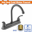Llave de fregador de 8¨ con cuello alto para agua fría y caliente. Acabado negro mate. Latón+Zinc