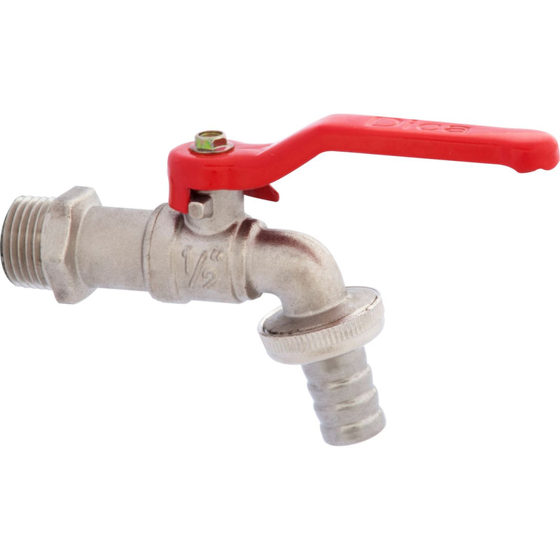 Llave de Jardín para manguera con palanca de medio giro. Con coupling de manguera (sin rosca)