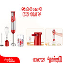 Batidora de mano Inalámbrica 4 en 1. 100W. 11.1 V. Cable USB. Batería de litio.