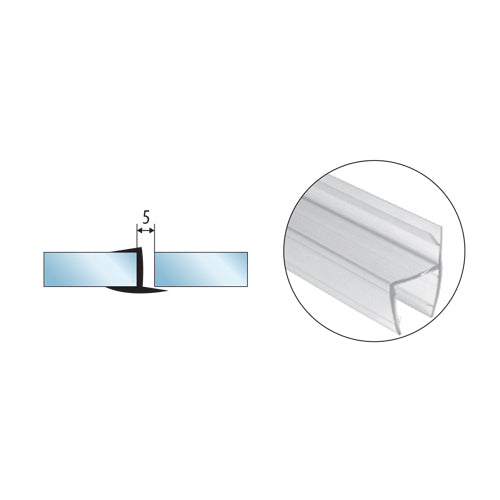 Burlete vidrio - vidrio 180º para vidrios de 8mm.