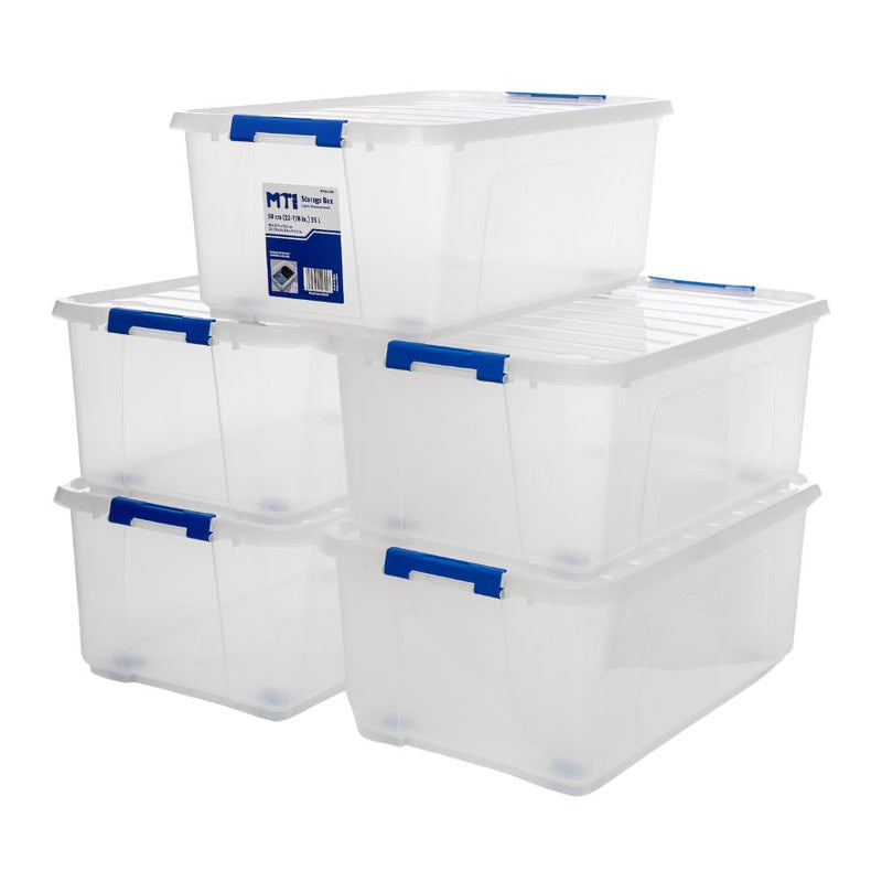Caja plástica para almacenamiento, con ruedas. 35 litros. Tactix