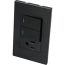 Interruptor/Enchufe con 2 apagadores 1 contacto negro 1/3 Surtek.