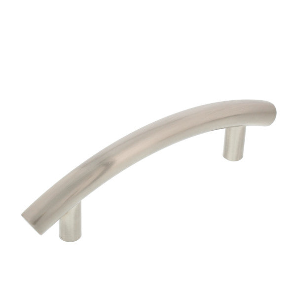 Manigueta tirador arqueado de 3" de niquel satinado para gabinetes