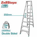 Escalera de tijera aluminio 8 pasos. 2,04 mts