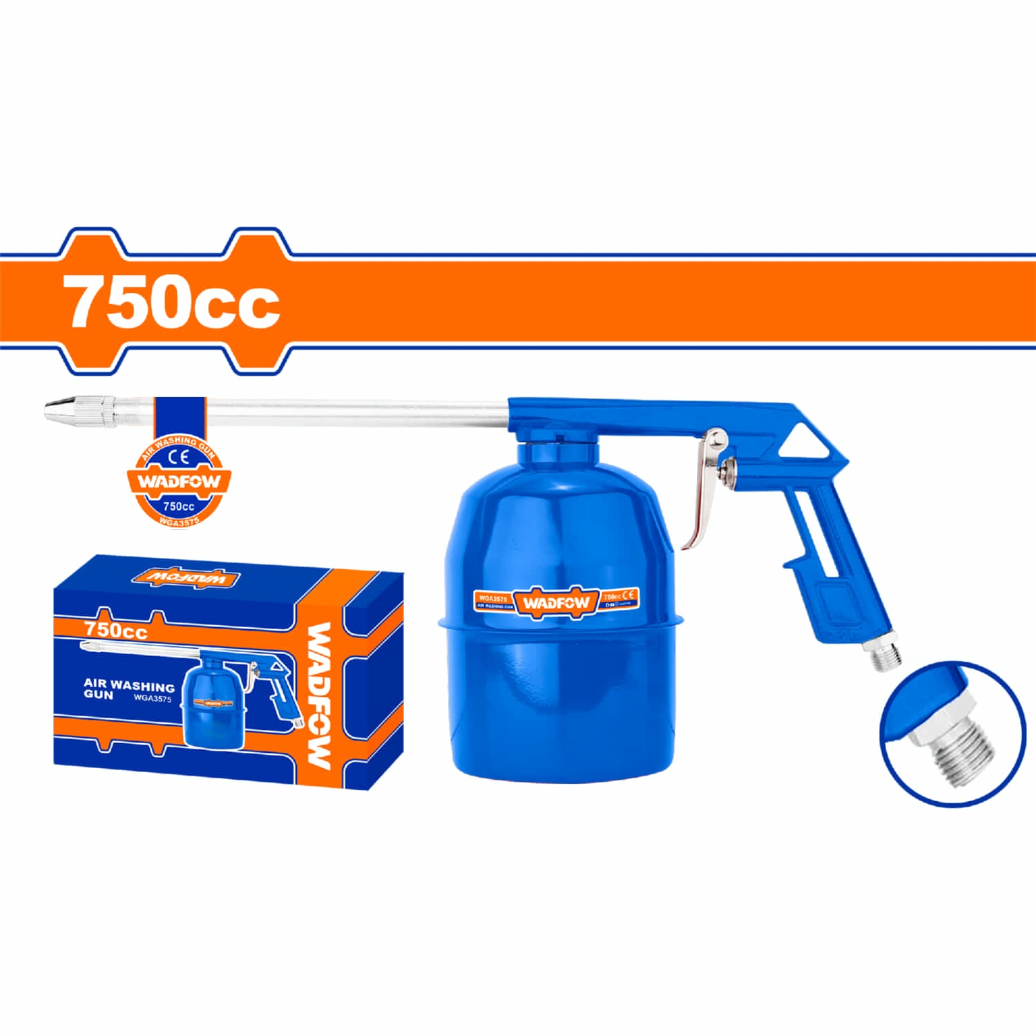 Pistola spray 750cc de aire Capacidad de Lavado: 0.75L. Tamaño de la boquilla: 185mm. Presión: 4 Bar.