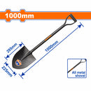 Pala de Punta Redonda con Mango Metálico. Long: 1000mm. Acero al carbono. 225mm x 295mm.