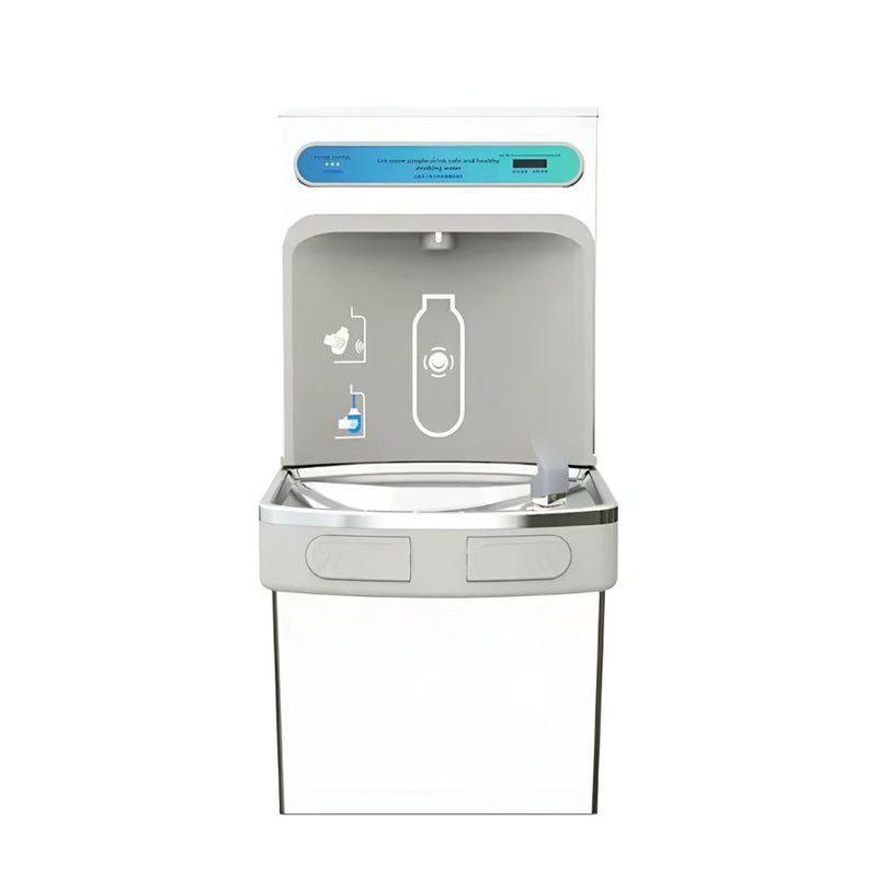 Fuente de agua de pared con llenador de botella. Bebedero