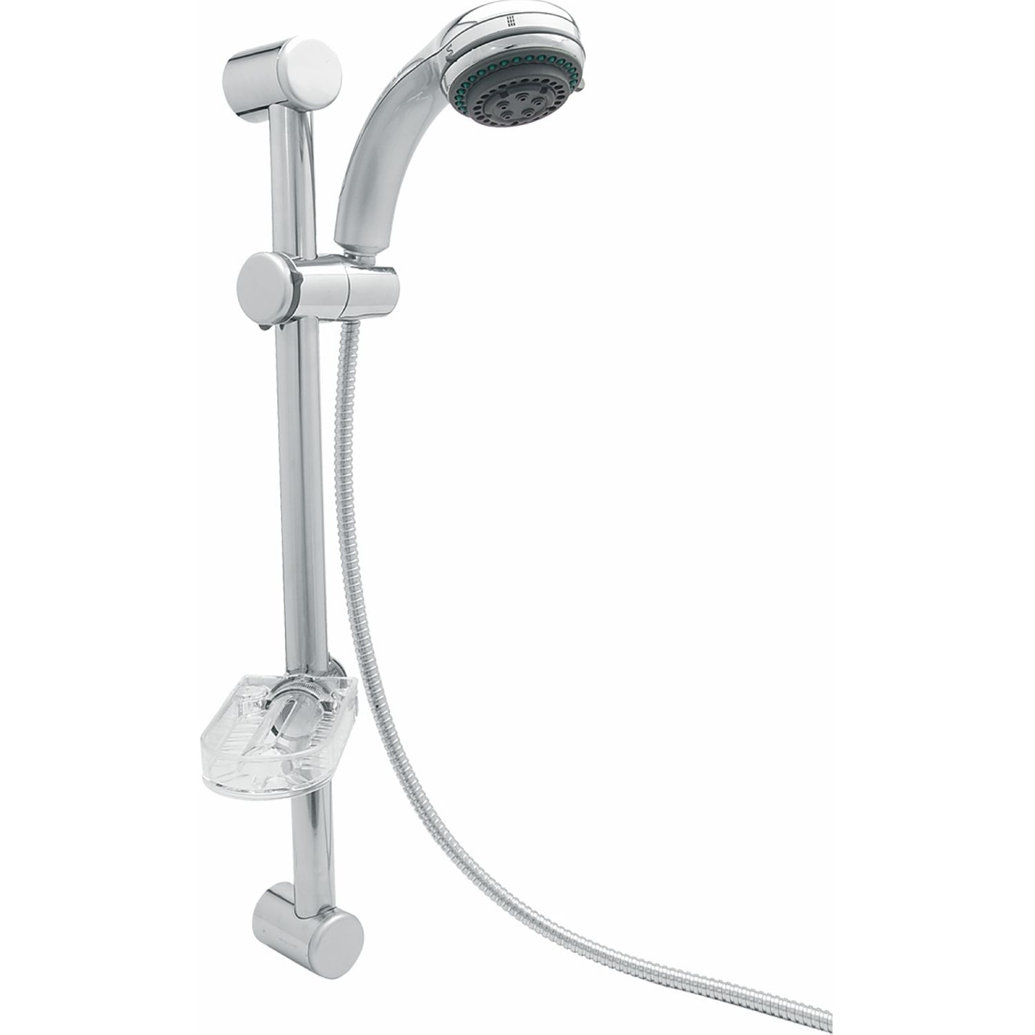 Regadera de teléfono con barra a muro. Cuerpo ABS. Acabado cromo.