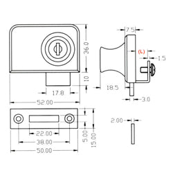 Cerradura puertas dobles sin saque para vidrios de 5-6mm.