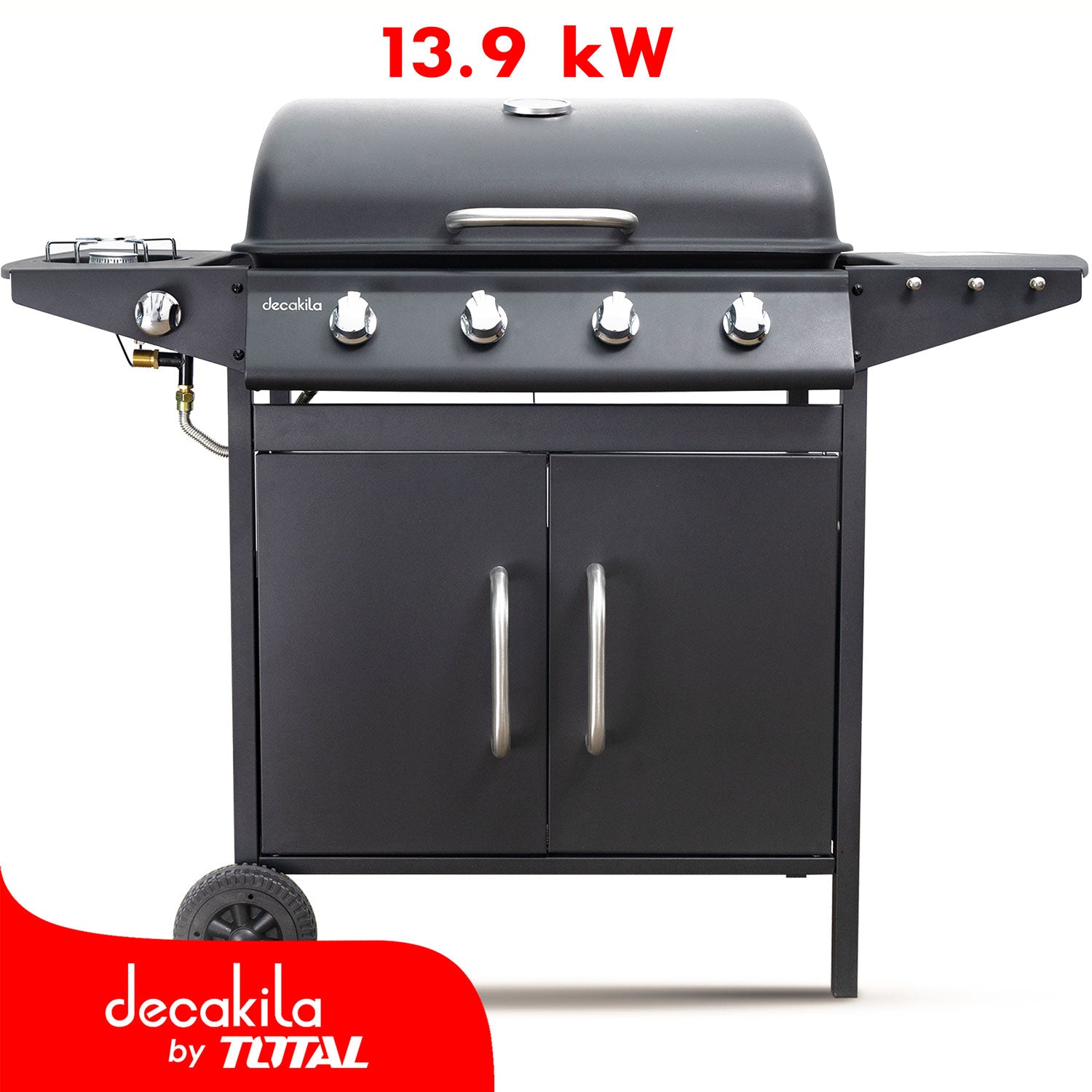 Barbacoa a gas 13.9KW 4 quemadores + Hornilla lateral. asador parrillera