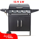 Barbacoa a gas 13.9KW 4 quemadores + Hornilla lateral. asador parrillera