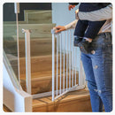 Puerta barrera de seguridad para bebes o mascotas, con una extensión entre 76 a 84cm, color blanco